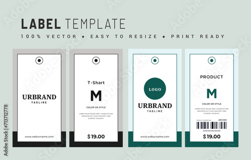 Hang tag label and price tag apparel care label barcode innovation garments accessories sustainability packaging design and vintage fashion product.