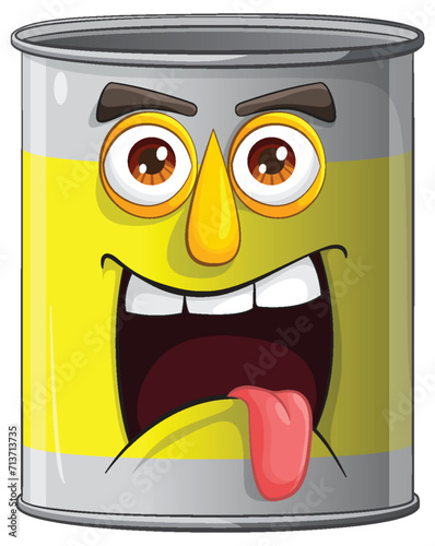 Vector illustration of a cheerful paint can