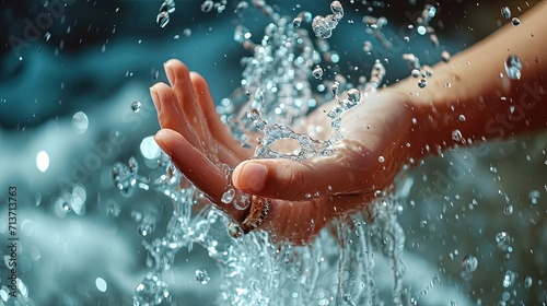 Hand splashing in clean water © Ariestia
