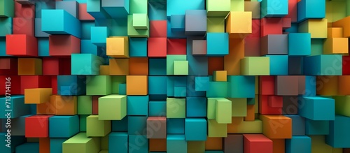 Vibrant 3D Cubes in an Abstract Array