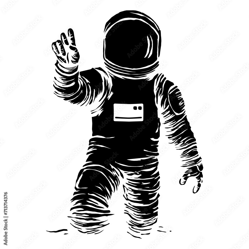 Hand-drawn astronauts. Astronaut logo or astronaut icon Hand-drawn astronauts. Astronaut logo or astronaut icon