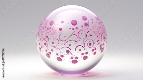 A sphere with a circular pattern in shades of purple and pink