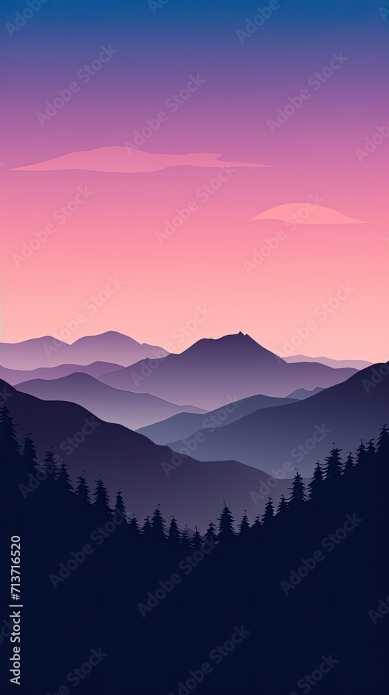 Serene mountain range silhouetted at dusk wallpaper for the phone