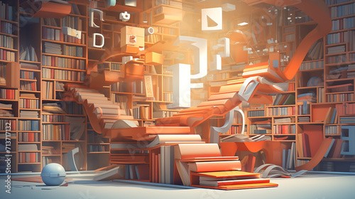 abstract low poly open book with question mark futuristic concept