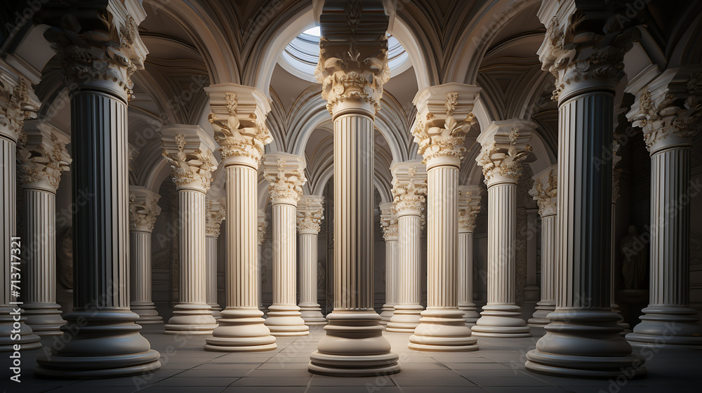 architectural columns with sunlight
