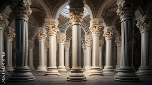 architectural columns with sunlight