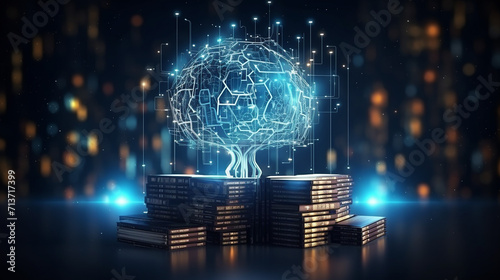 artificial intelligence with book education logo design photo