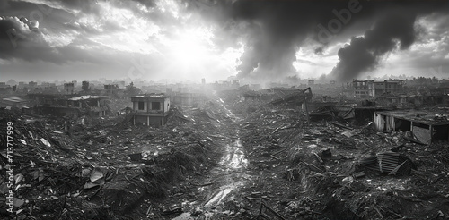 地震や津波などの自然災害によって被災した被災地の惨状
 photo