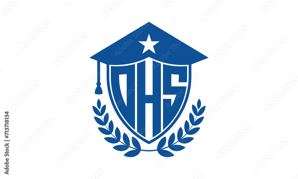 OHS three letter iconic academic logo design vector template. monogram, abstract, school, college, university, graduation cap symbol logo, shield, model, institute, educational, coaching canter, tech