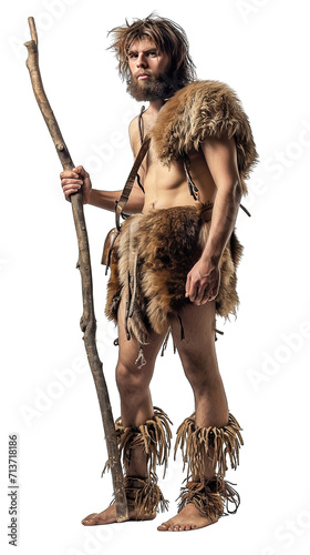 Full Body Male Caveman Isolated photo