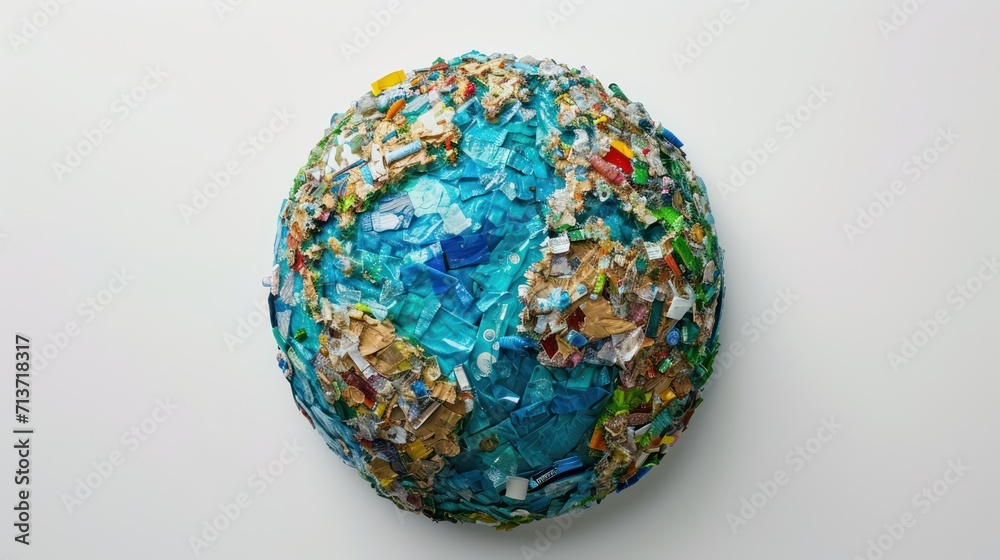 Illustration of planet earth globe made from trash. Save green planet concept Illustration of planet earth globe made from trash. Save green planet concept