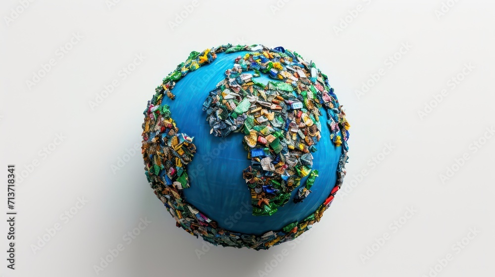 Illustration of planet earth globe made from trash. Save green planet concept Illustration of planet earth globe made from trash. Save green planet concept