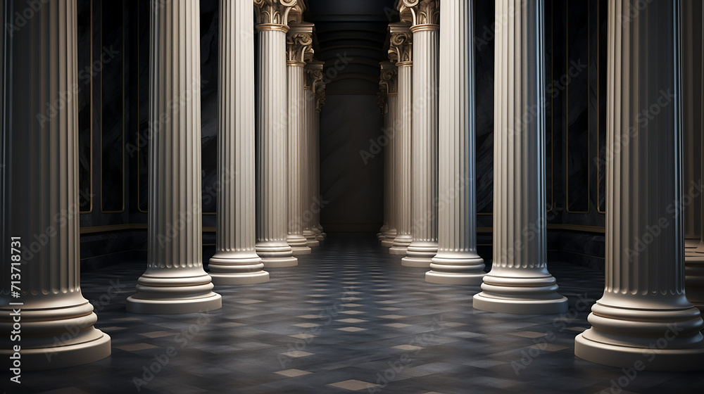 pillar in hallway elegant architecture design - obrazy, fototapety, plakaty 
