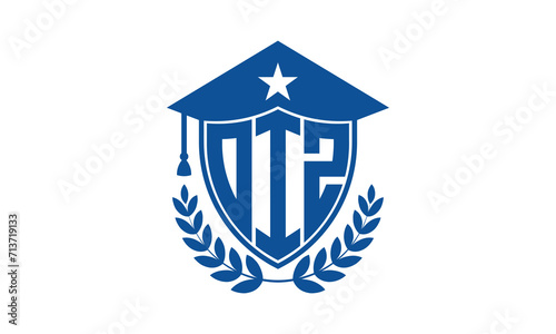 OIZ three letter iconic academic logo design vector template. monogram, abstract, school, college, university, graduation cap symbol logo, shield, model, institute, educational, coaching canter, tech photo