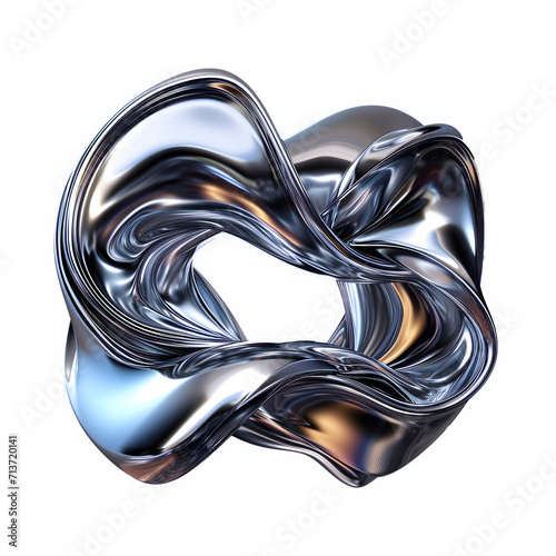 Abstract 3D metallic wavy shape PNG
