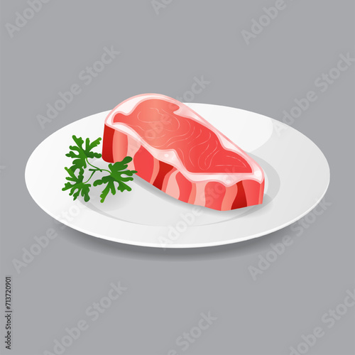 Raw meat steak vector illustration