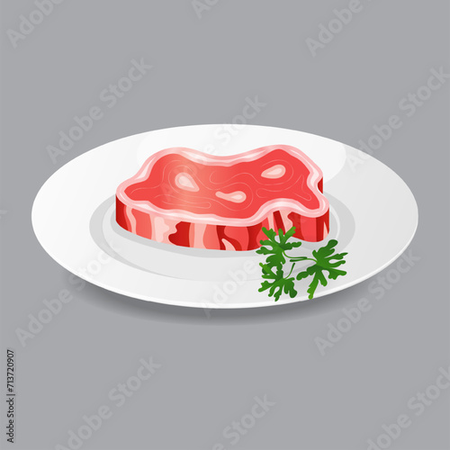 Raw meat steak vector illustration