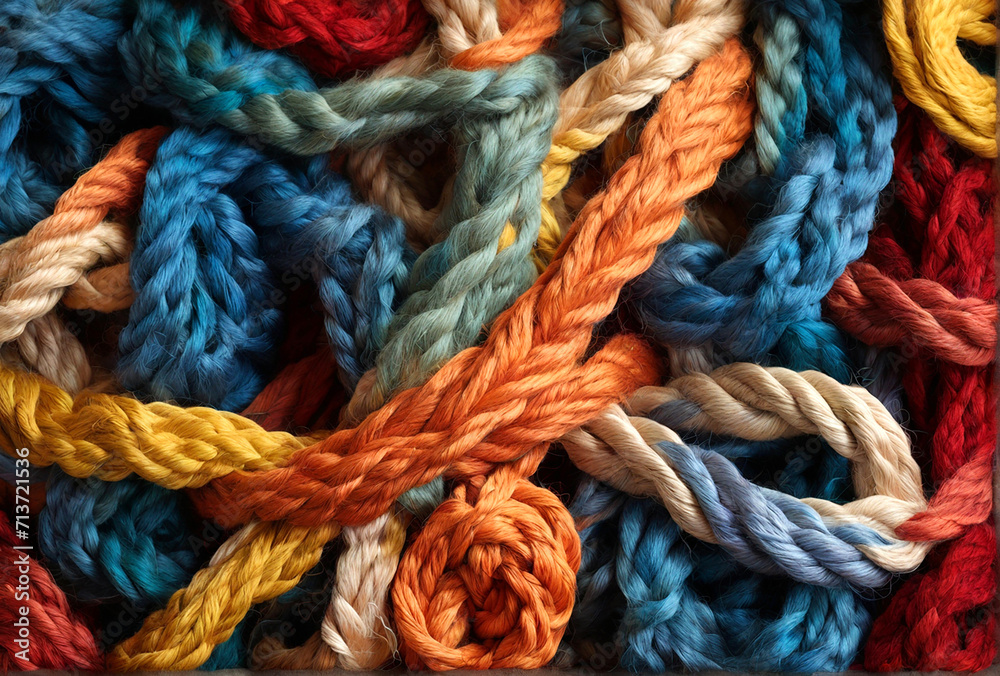 Colored rope of silk thread on beautiful background