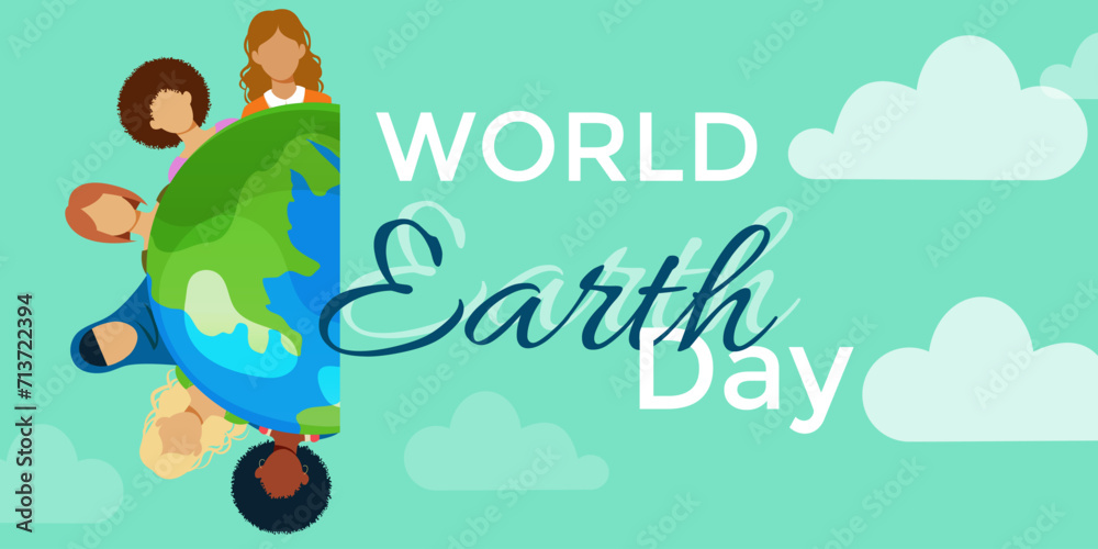 Diverse Women and planet earth. World Earth Day. Vector illustration for banner, card, flyer. Diverse Women and planet earth. World Earth Day. Vector illustration for banner, card, flyer.