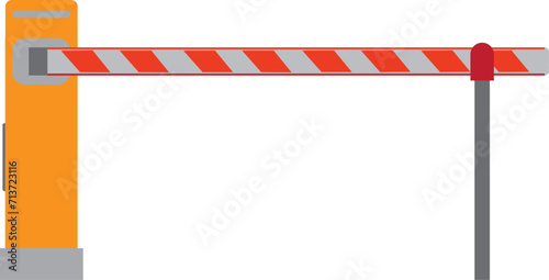 Road Car Barriers with Stop Sign on a white background
