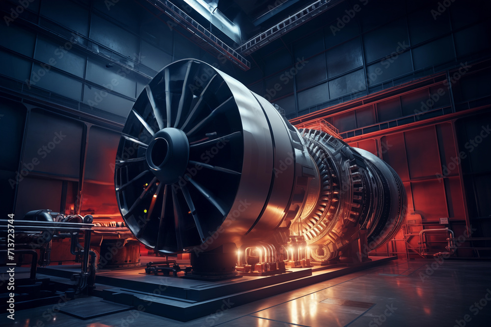 Repair and maintenance of a gas turbine for pumping gas in gas pipeline AI Generation - obrazy, fototapety, plakaty 