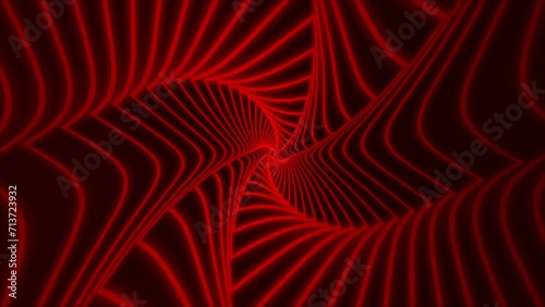 Red geometric wire silk kaleidoscope animation red neon shapes lines abstract background