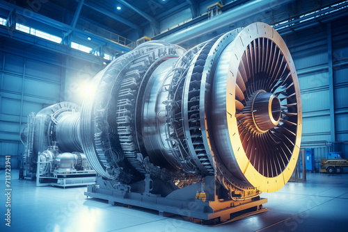 Gas turbine repair and maintenance for pumping gas through pipelines AI Generation photo