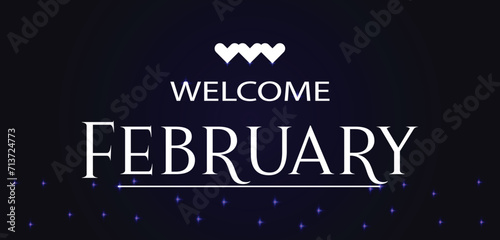 Welcome February Text illustration Design