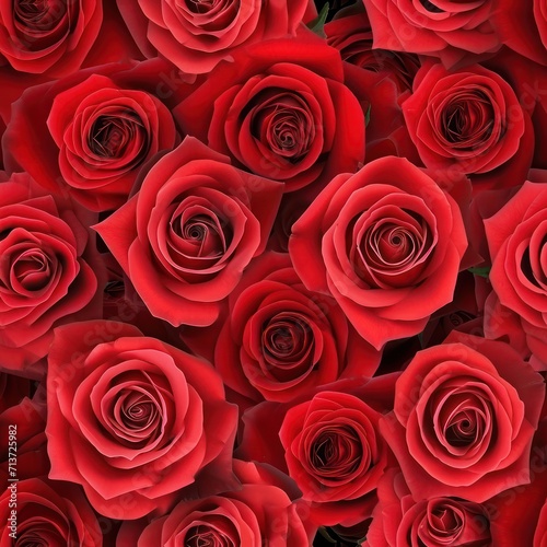 Beautiful collection of red roses, top view. 