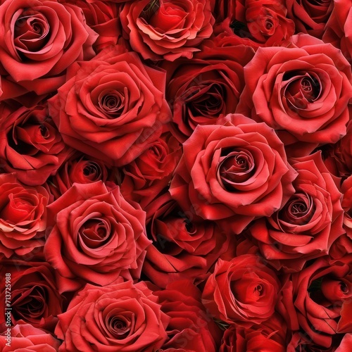 Beautiful collection of red roses, top view. 