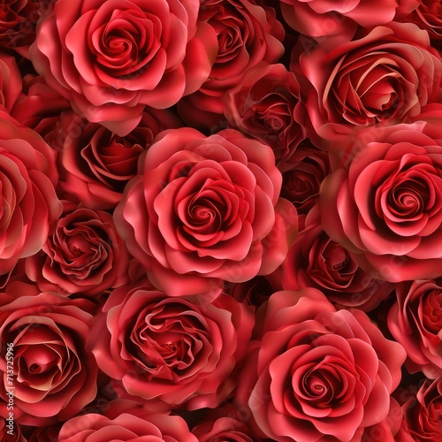 Beautiful collection of red roses, top view. 