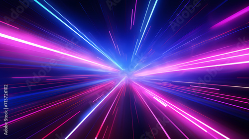 Cosmic Velocity: Hyperspace Journey with Blue and Pink Speed Lines, Captivating Background Featuring Vibrant Blue And Pink Neon Speed Lines