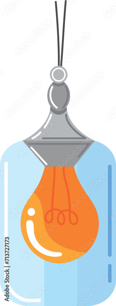 Modern minimalist pendant light fixture with an orange bulb, hanging from two black wires. Home decoration and interior design vector illustration. Modern minimalist pendant light fixture with an orange bulb, hanging from two black wires. Home decoration and interior design vector illustration.