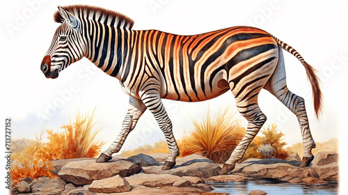 zebra on the white background
