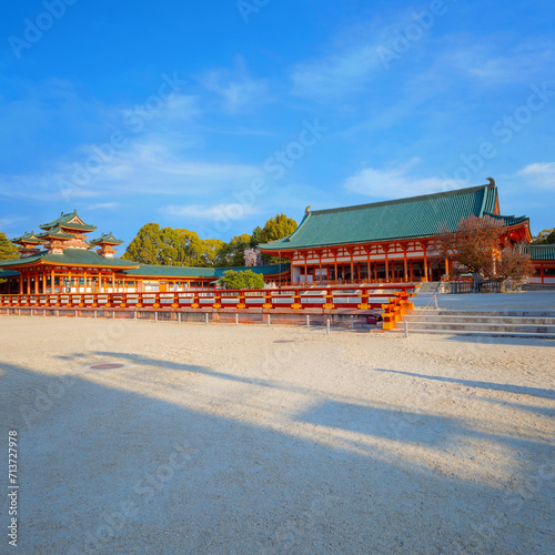 Heian Shrine built on the occasion of 1100th anniversary of the capital's foundation in Kyoto, dedicated to the spirits of the first and last emperors who reigned the city photo