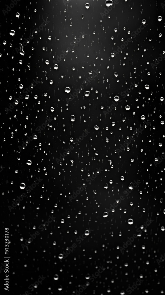 Raindrops on the window, black and white. Generative AI.