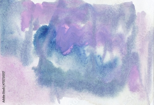 Abstract art background. Watercolours on paper. Rough brushstrokes of paint.	