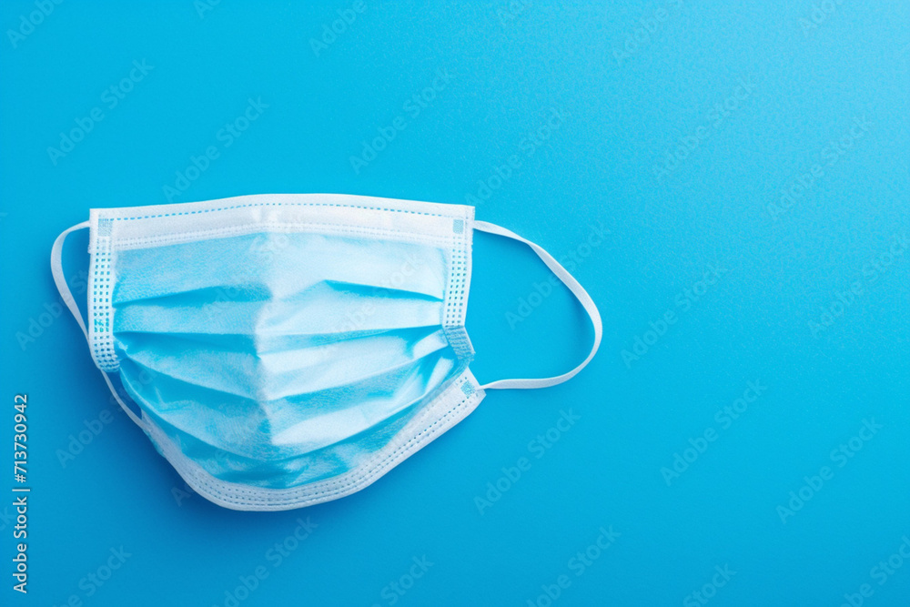 Medical face mask on blue background. Coronavirus concept. Medical face mask on blue background. Coronavirus concept.