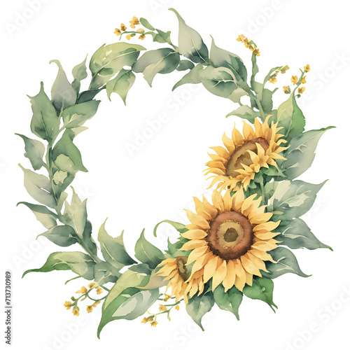 Sunflower clipart. Watercolor floral illustration. Yellow flowers for rustic wedding design, thanksgiving decoration, fabric, greeting cards, ets. Elements isolated on white background
