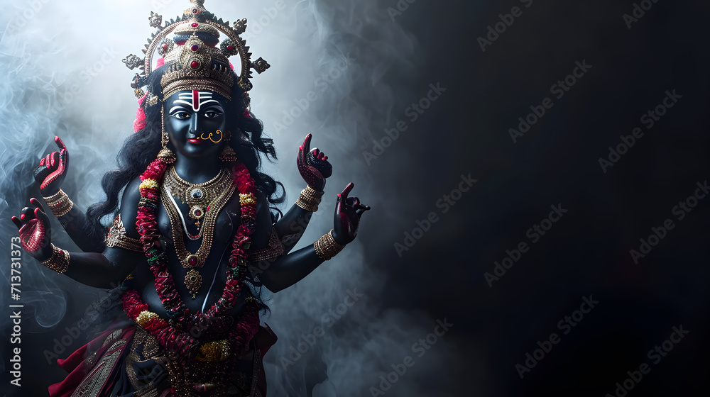 Portrait of Hindu Kali goddess statue - obrazy, fototapety, plakaty 