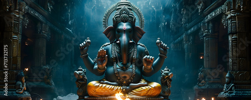 Lord ganesha sculpture in temple. Lord ganesh festival. photo