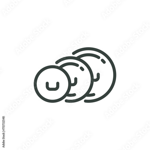 Outline Icon Three Lids Top View, Covers for Frying Pan Saucepan Pot. Such Line Sign as Kitchenware Cooking Utensils Tableware Kitchen Items For Cooking. Vector Isolated Pictogram on White Background.