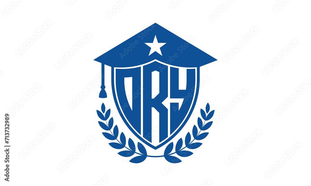 ORY three letter iconic academic logo design vector template. monogram, abstract, school, college, university, graduation cap symbol logo, shield, model, institute, educational, coaching canter, tech