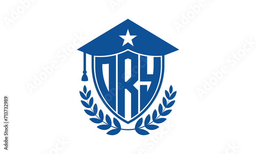 ORY three letter iconic academic logo design vector template. monogram, abstract, school, college, university, graduation cap symbol logo, shield, model, institute, educational, coaching canter, tech photo