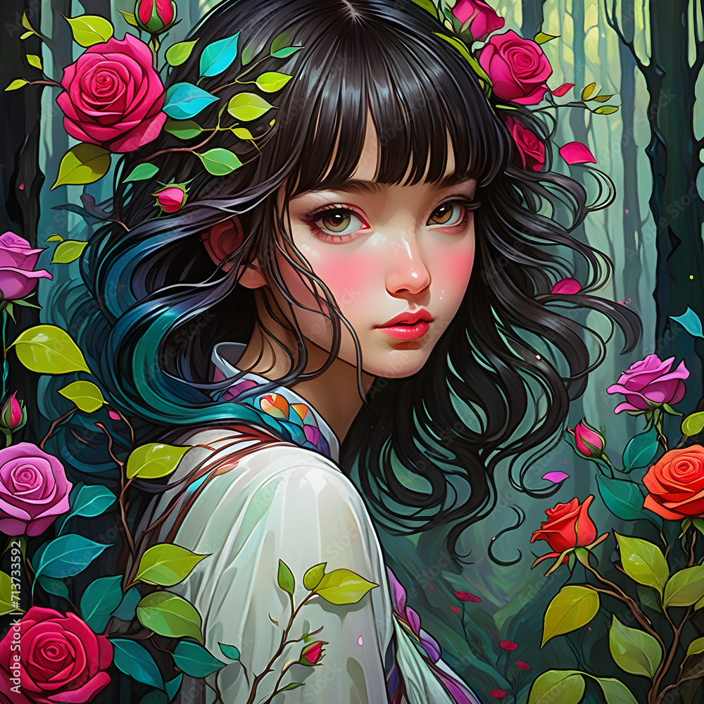 There is a cute Korean girl with large, expressive eyes that always