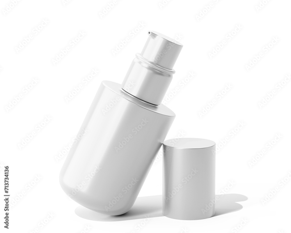 Blank White Glossy Luxury Cosmetic Spray Bottle Packaging Isolated On Transparent Background, Prepared For Mockup, 3D Render. Blank White Glossy Luxury Cosmetic Spray Bottle Packaging Isolated On Transparent Background, Prepared For Mockup, 3D Render.