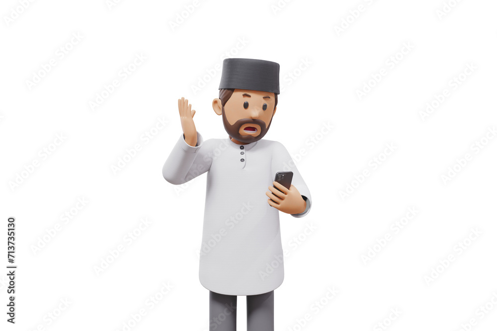 3d man holding a cellphone while interacting, expressing and smiling at the camera with a transparent background 3d man holding a cellphone while interacting, expressing and smiling at the camera with a transparent background