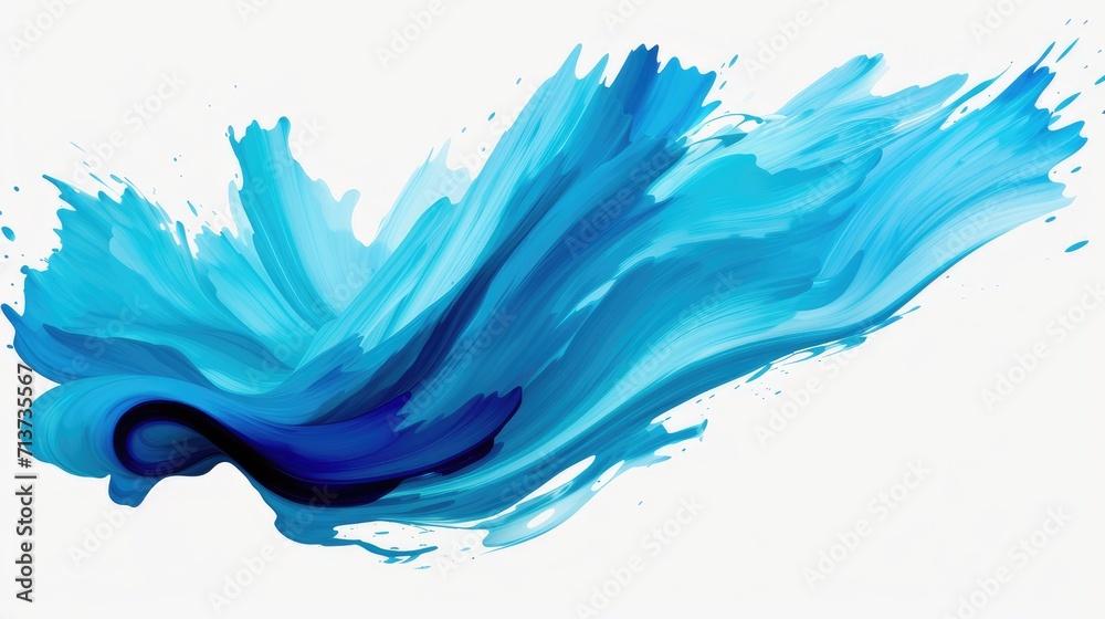 energetic cobalt blue paint brush swipe, isolated white background