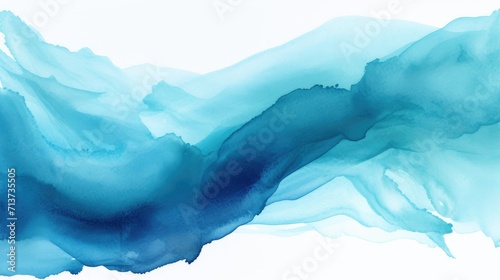 dynamic ocean blue brush stroke illustration, isolated white background. versatile background for wellness themes, spa marketing materials, and relaxing artistic compositions photo