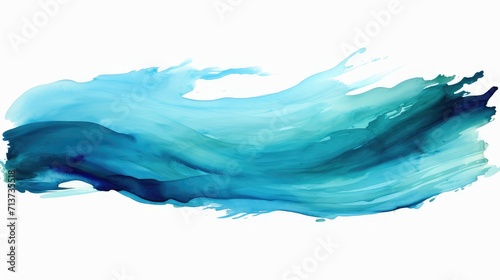 dynamic ocean blue brush stroke illustration, isolated white background. versatile background for wellness themes, spa marketing materials, and relaxing artistic compositions